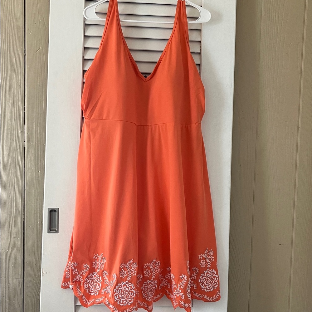 New Without Tags Jessica London Vibrant Orange Embroidered Swimdress